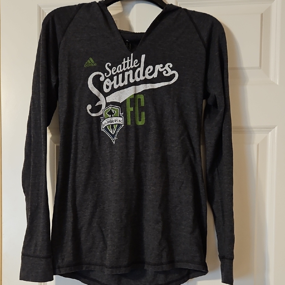 Adidas Dark Gray Hoodie with Green Accents